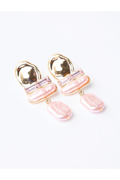 Jimmy Key Pink Asymmetrical Figured Swinging Earrings