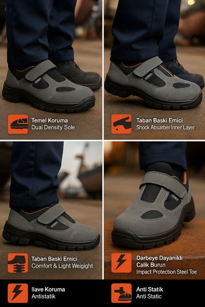 Liarca ProGuard™ Çelik Burunlu Deri İş Ayakkabısı – Hafif, Kaymaz, Şok Emici, Su & Yağ Geçirmez