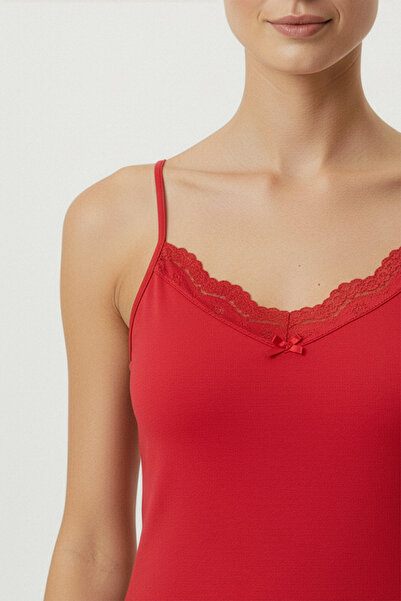 HNX Cotton Collar Lace Thin Strap Women's Tank Top