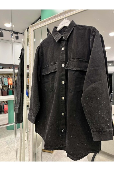 MRM MERAM BUTİK Dna Beaded Denim Shirt - Black - 1