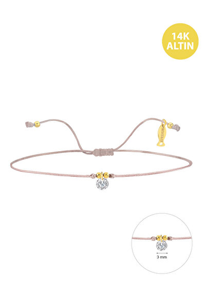 KURSHUNI Shining Dot, 14 Ayar Altın Bileklik (İpli)