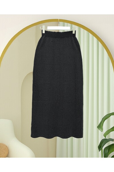Modamorfo Stone Waist Elastic Pencil Skirt - Black