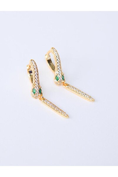 Jimmy Key Gold Color Snake Figured Sparkling Clip-On Earrings