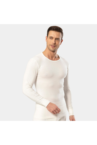 Cacharel - Θερμικό μακρυμάνικο πουλόβερ με λαιμόκοψη 1603/Λευκό