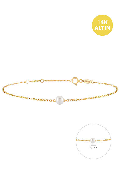 KURSHUNI White Dreams (1x3,5mm), 14 Ayar Altın Bileklik