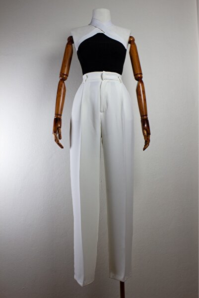 Fast Perry Yüksek Bel Palazzo Pantolon Beyaz