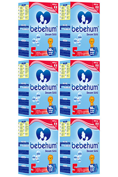 bebehum 5 No Devam Sütü 2 Yaş 800 gr X 6 Adet