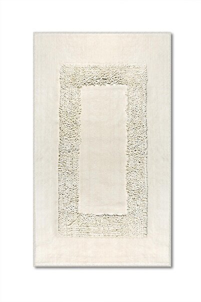 Bluenity Melo Natural Cotton 2-Piece Bath Mat & Rug Set 60X100 50X60 Ecru