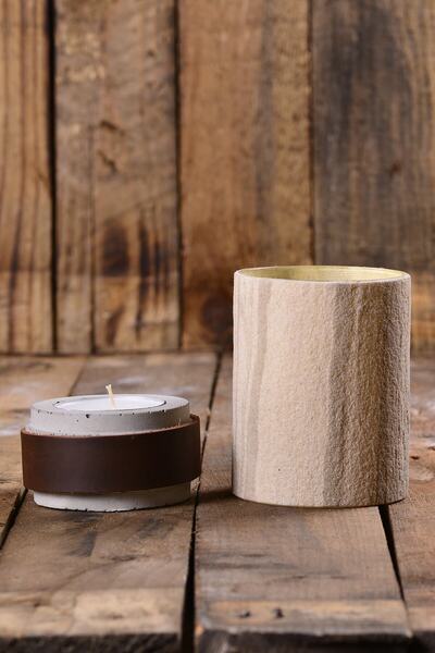 Genel Markalar Kadı Kızı Sandstone 3 Parça El Yapımı Dekoratif Mumluk No:1