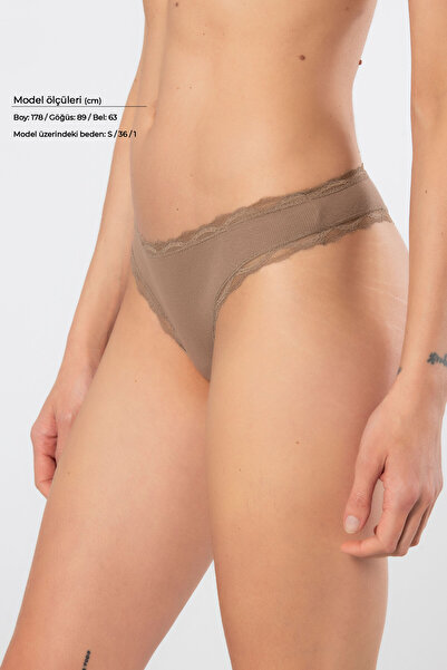 TÜREN 927 Women's Lycra Ribbed Lace String 2-Pack