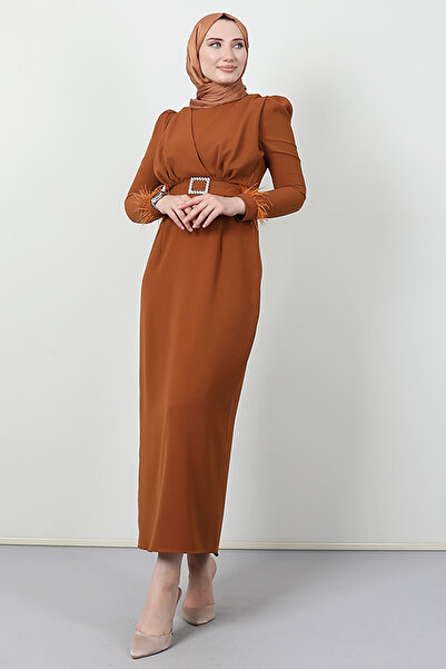 Giza Giyim Φόρεμα Hijab με λεπτομέρεια μους μουστάρδα