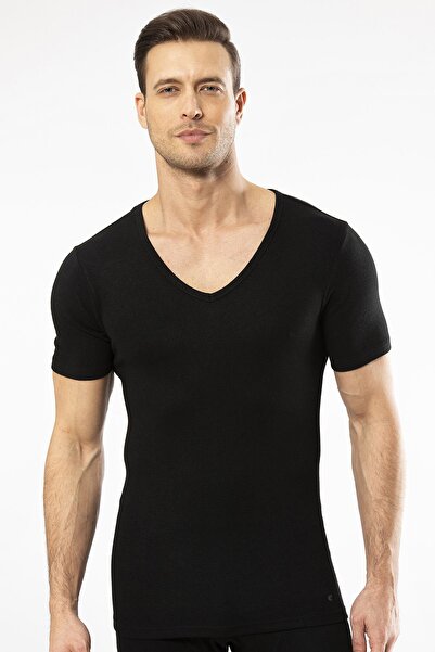 Cacharel - Thermal short sleeve v-neck 1602/Black