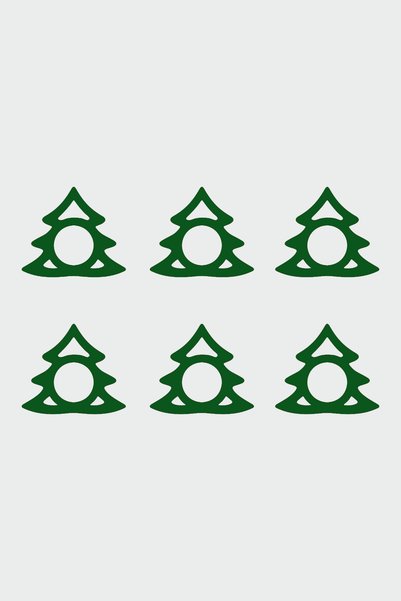 Story Christmas Pine Tree 6-Piece Green Color Acrylic Napkin Ring Napkin Ring
