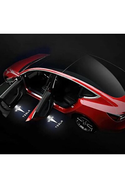 Genel Markalar Tesla Juniper Model Y ile Uyumlu Araç Kapısı LED Projektör Işığı (Logo + Tesla Yazısı)