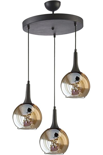 SoyluhanStore Avize fred Modern Dekoratif Siyah Renk Bal Camlı Sarkıt Salon -...