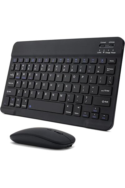 Leaf Shop Cihazlara Uyumlu Kablosuz Bluetooth Klavye ve Mause Seti Tablet Tel...