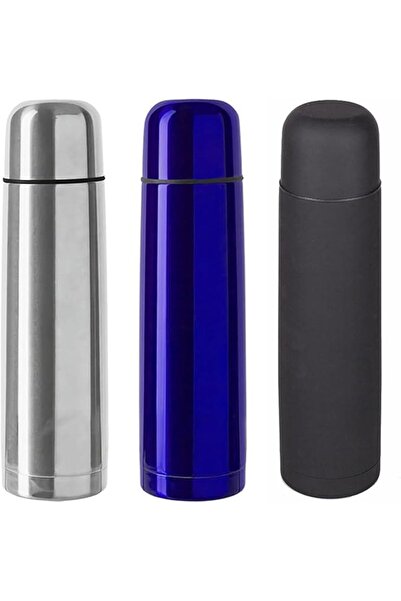 Genel Markalar Paslanmaz Çelik 500 ml 12 Saat Sıcak Soğuk Tutan Çay Kahve Su Termosu Deri Kılıflı - FC044 (Gümüş)