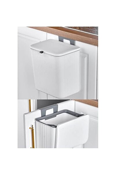 Lidyahan Store Mutfak Tezgah Üstü Dolap Askılı Kapaklı Çöp Kovası