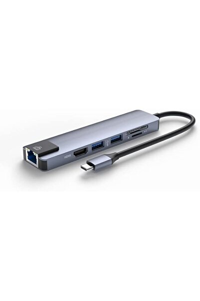 Genel Markalar 6 Port USB Hub 3.0 Type C giriş Ethernet/HDMI Dönüştürücü Çokl...