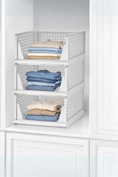 Lidyahan Store Modüler Kayar Raflı Dolap Içi Düzenleyici Seti, Beyaz