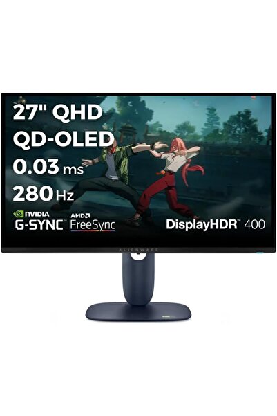 Genel Markalar Alienware AW2725D 27 2560x1440 QHD 280Hz 0.03 ms HDMI DP Type-C True Black 400 QD-OLED Monitör
