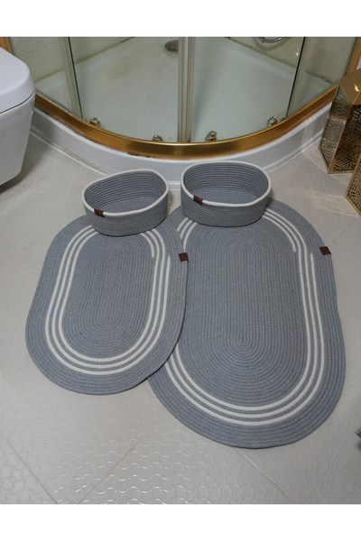 ERSU AHAT HOME DESİGN Jute, Wicker, Bath Mat Set, Bathroom Basket Set, Toilet...