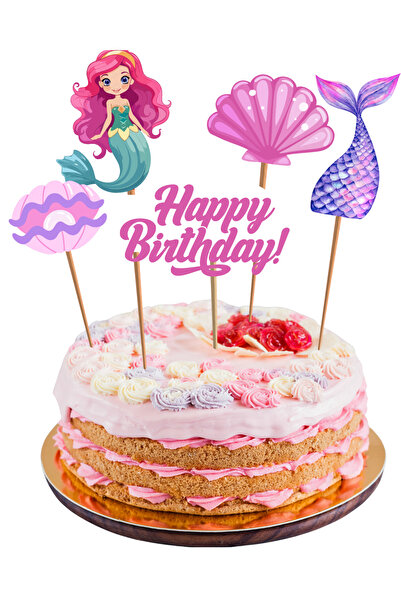 P&B COLLECTION WORKSHOP Deniz Kızı Kız Erkek Çocuk Maket Pasta Kürdanı Pasta Süsleri Cupcake Kürdan Süsleri Büyük Boy