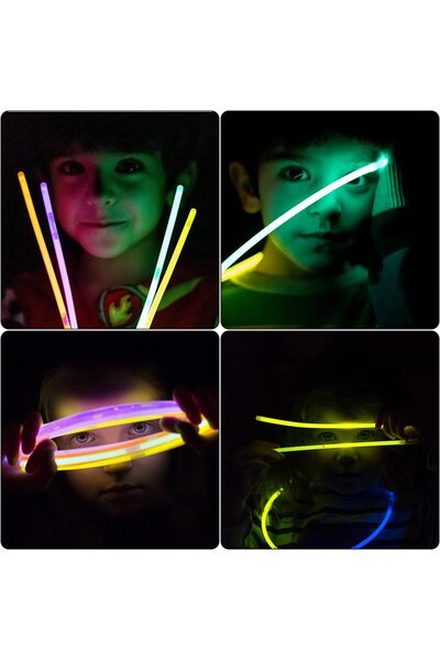 bebeLOGIC Set of 100 colorful luminous bracelets for parties, phosphorescent, Glow Sticks, Yellow, bebeLOGIC™