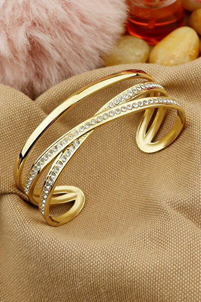 Keyifli Hayaller Çelik Kelepçe - Ayarlanabilir Kararmaz Taşlı Çapraz Çelik Ke...