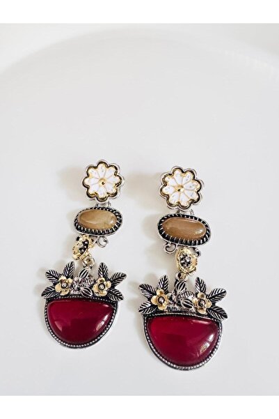 DEVİ fashion Flower Fan Luxury Earrings 7 cm