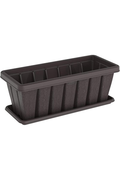 Cosmoplast 24" Cedar Wood-Effect Rectangular Planter with Tray, Multiple Colors