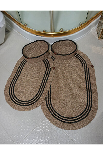 ERSU AHAT HOME DESİGN Jute, Wicker, Bath Mat Set, Bathroom Basket Set, Toilet...