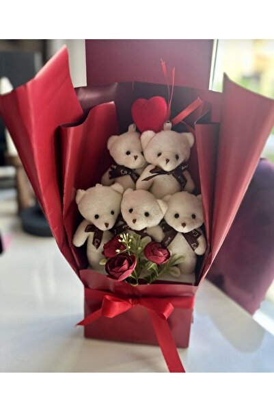 Merveparti Hediye Peluş Ayıcık Kırmızı en Özel'e Sevgiliye Eşe Anneye Öğretmene