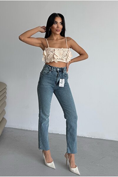 MEECY Women's Jean High Waist Boyfit Stretch Fabric Stretchy Denim Pants