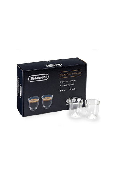 DELONGHİ De'Longhi Essential Collection 6-piece Espresso Glass Set, 6x90ml, Heat-resistant Double-walled