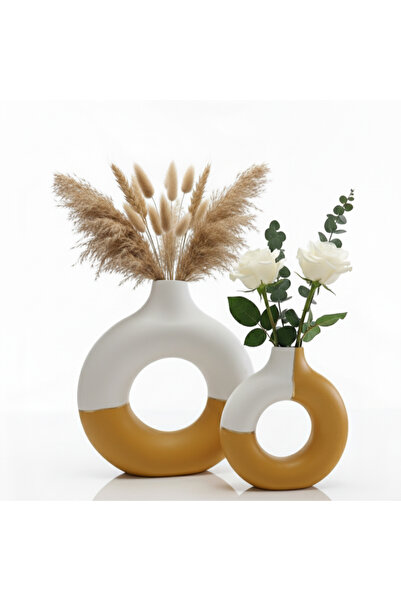 LUNİVAA HOME Decorative Abstract Patterned Ring Vase Set (2 Pieces) - Bohemia...