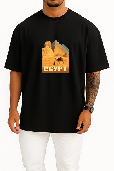 Bahriyeli Collection تي شيرت للجنسين بتصميم أهرامات مصر قصة فضفاضة