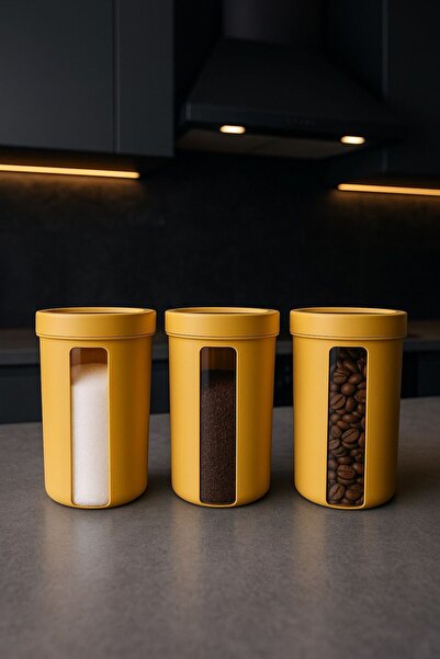 Funny Life 3 Pieces Hobby Lumira Food Storage Container Kitchen Cabinet Pantry Organizer 1.2 Lt