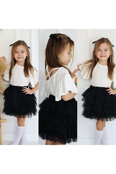 esmacamoda Tutu Skirt Black and White Badil Suit for Girls