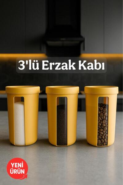 Funny Life 3 Pieces Hobby Lumira Food Storage Container Kitchen Cabinet Pantry Organizer 1.2 Lt