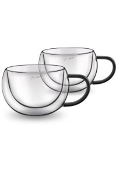 LAMART LT9114 Set of 2 cappuccino glasses Vaso, 270ml, black