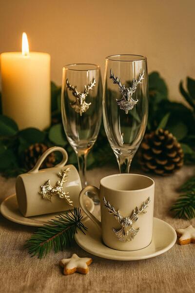 iQey Home ŞIK TASARIM FARKLI MODEL PORSELEN 2 Lİ TÜRK KAHVESİ FİNCANI ( ARILI...