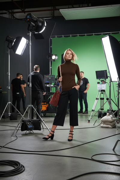 STYLENEST Regular Fit Turtleneck Long Sleeve Brown Women's Knitwear Sweater – Basic Plain Model