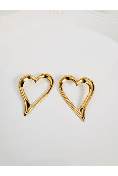 DEVİ fashion Steel Big Heart Earrings 6 cm