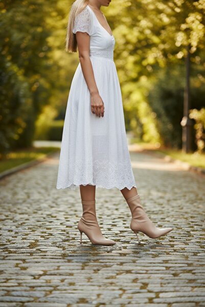 Cochines Mink Stretch Boots Women's Thin Stiletto Heel Zippered Comfortable Daily Heeled Boots