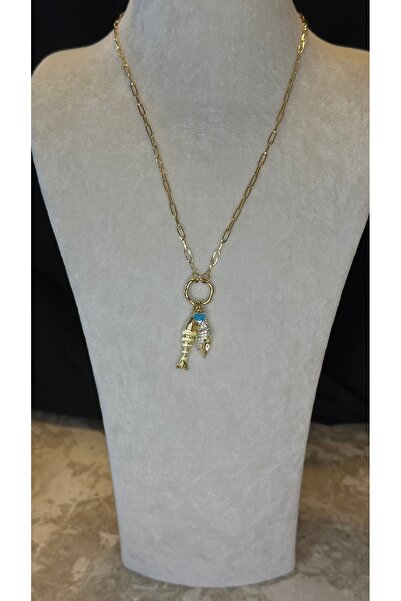 Bohemiart Jevelry Charm Kolye Balık,Deniz Kabuğu, Mavi Kalp