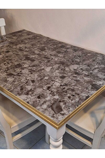 Başak Ev Tekstili Thick Pvc Table Protector – 1.2 mm Mica Cover, 80 cm Width, Marble Pattern