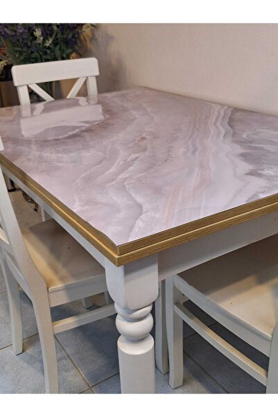 Başak Ev Tekstili Thick Pvc Table Protector – 1.2 mm Mica Cover, 70 cm Width, Marble Pattern
