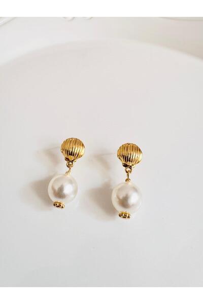 DEVİ fashion أقراط لؤلؤية على شكل كرة المحار 4 سم