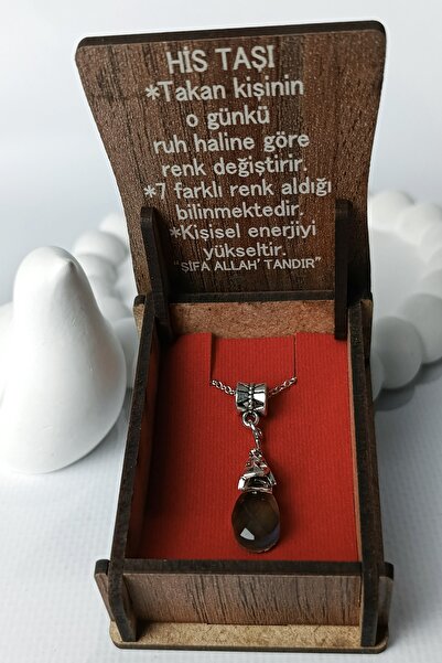 Birmem Ruh Haline Göre Renk Değiştiren His Taşı Kolye - Paslanmaz Çelik Zincirli Mood Kolye Kararmaz